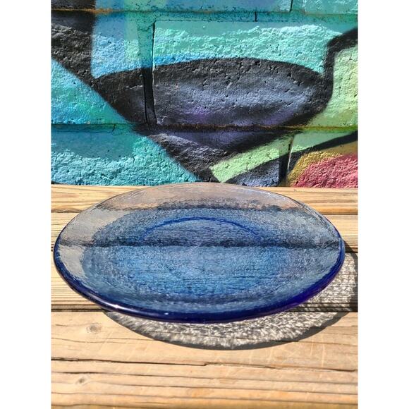 Fire and Light Recycled Glass 11" Dinner Plate - Cobalt Blue Replacement Piece - Picture 1 of 12